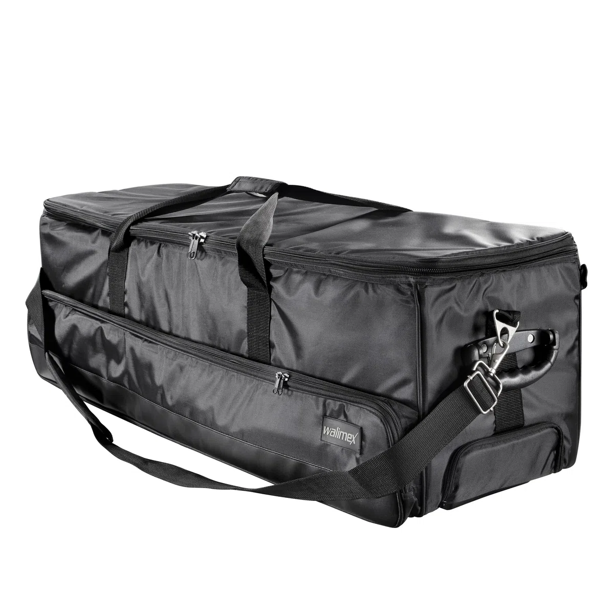 Walimex Pro Studio-Trolley XL – schwarz – 1027 x 379 x 324 mm – inkl. ausziehbaren Trolleygriffs, gepolsterten Schultergurts, variabler Inneneinteilung, Hartgummiräder – Stativtasche, Kameratasche