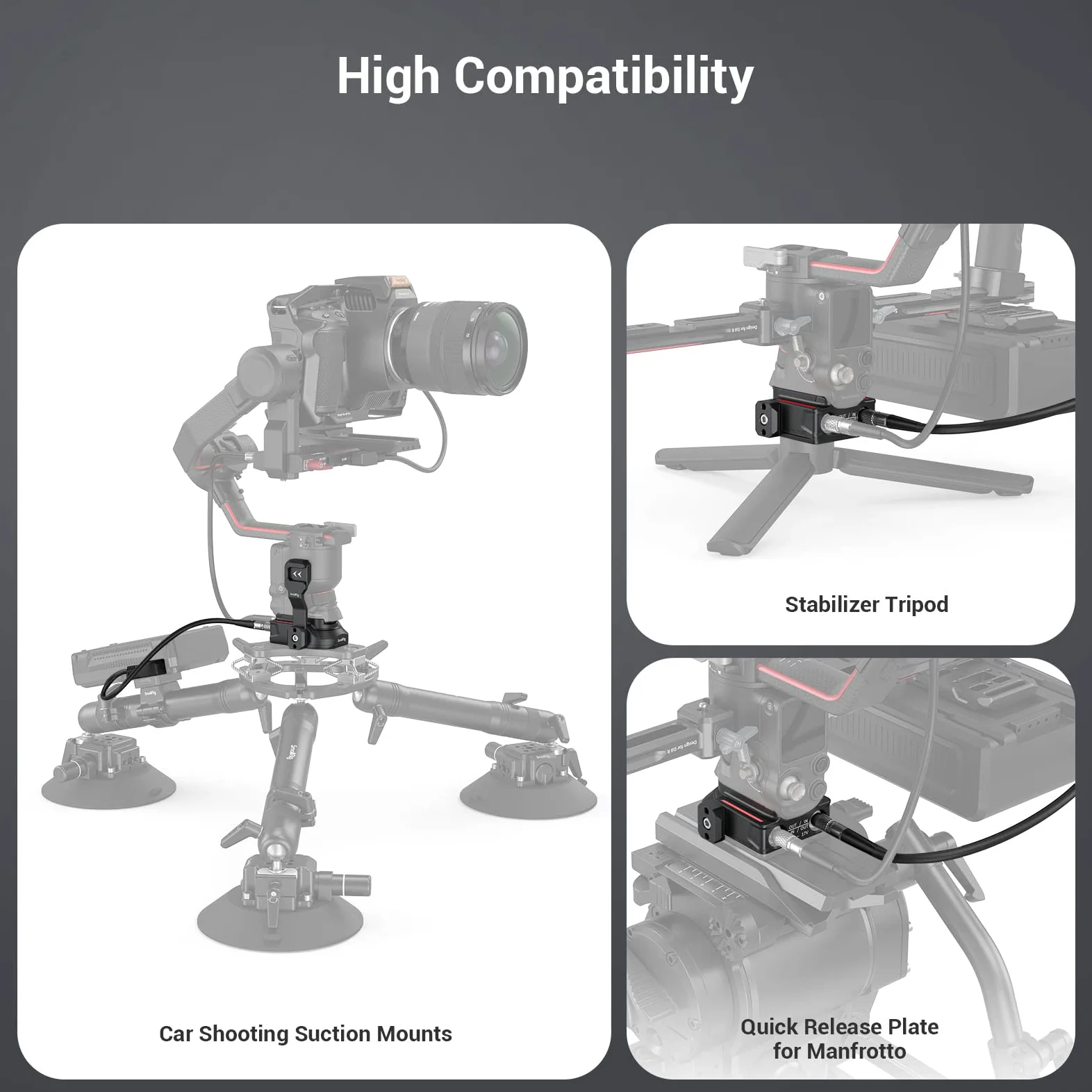 SMALLRIG RS 5/RS3 Pro / RS2 / RS 4 Pro Netzteil Grundplatte für DJI RS 3 Pro, RS 4 Pro und RS 2 Gimbal, Externe Power Solution - 3252
