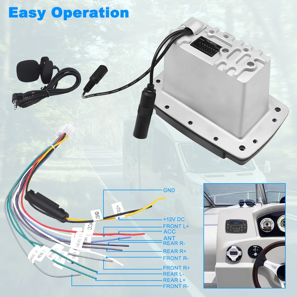 Geloo Boot Marine Stereo Wasserdicht MP3 Player AM/FM Radio Stereo Media Empfänger Yachten für Boote, Yachten,Marineboote