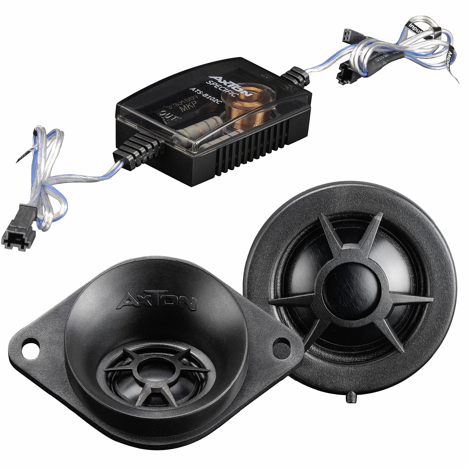 AXTON ATS-B102C – 2-Wege 10 cm Komponenten System, Autolautsprecher kompatibel mit BMW und MINI Fahrzeugen, 60 W RMS, 1 Paar
