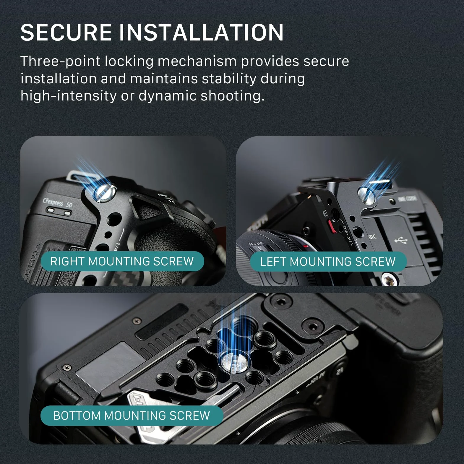 Tilta C50 Cage, Kamerakäfig-Power-Kit Kompatibel mit C50 mit ARCA-Empfänger, V-Mount-Batterieplatte – Schwarz TA-T93-C-B