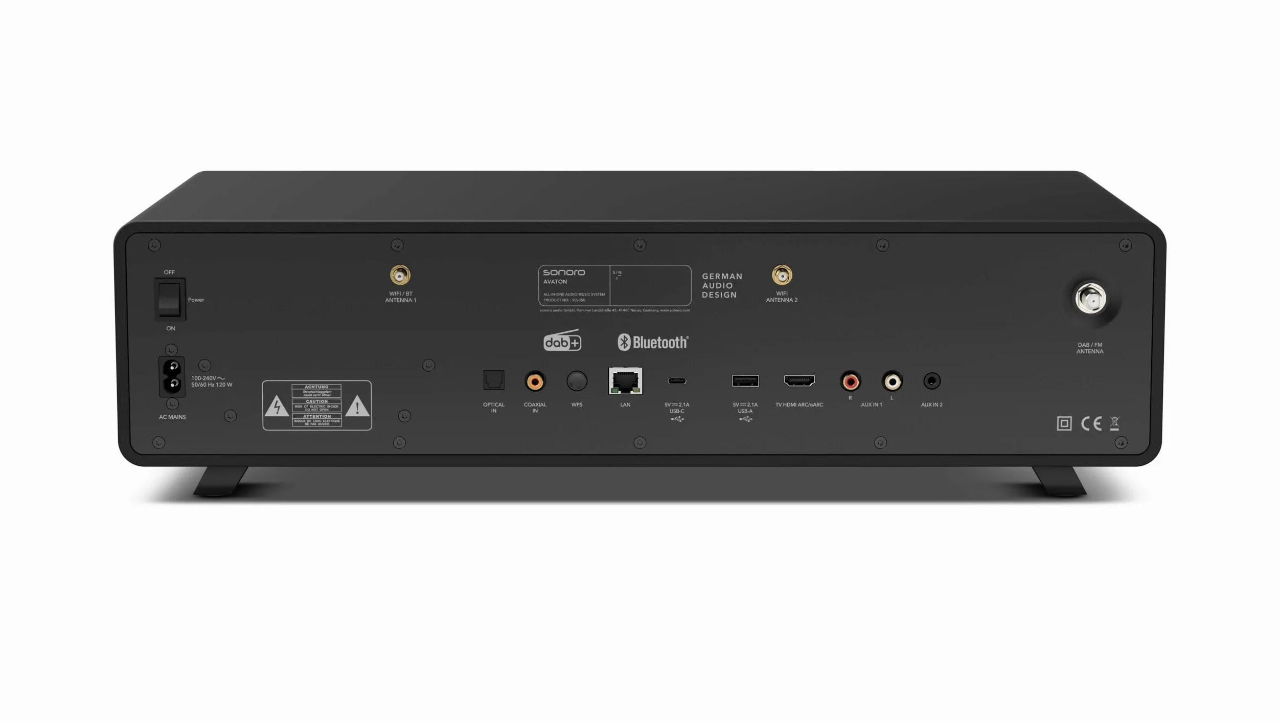sonoro AVATON - Bluetooth HiFi Anlage; Kompatibel mit AirPlay, Google Cast, Spotify, Tidal, Qobuz, Amazon Music; DAB+/FM-Radio, HDMI ARC, Design aus Lack veredeltem Holzgehäuse, Smart-Home-Integration