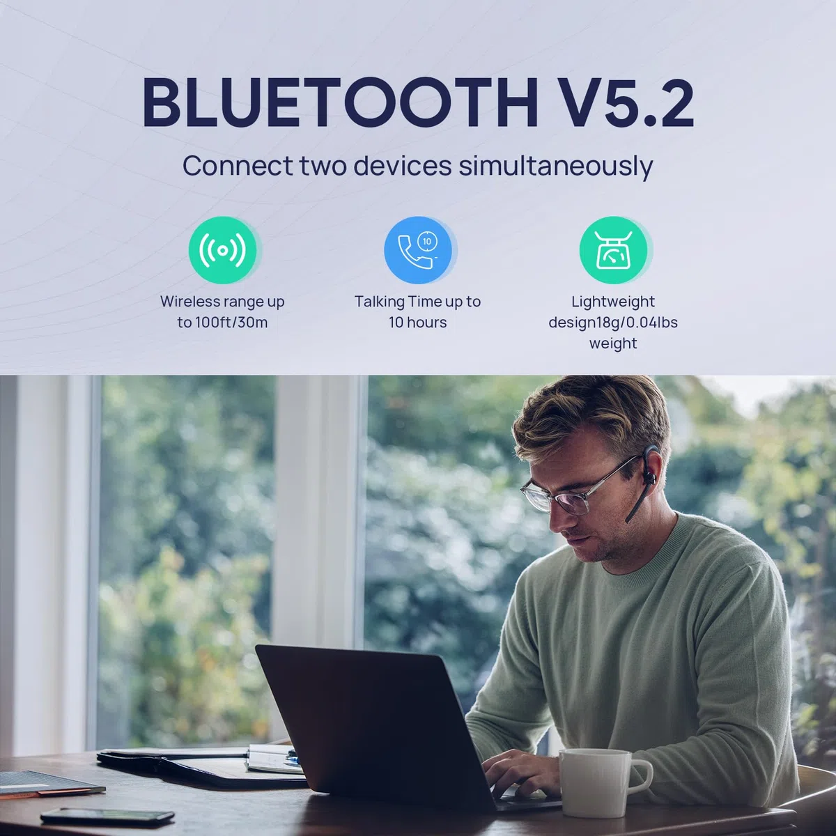 Yealink BH71 Pro Wireless Headset & Ladekoffer,Einohr Bluetooth-Headset mit Mikrofon mit Geräuschunterdrückung,Verbindung zu Handy/Mac/PC über Bluetooth,Funktioniert mit Teams, Zoom