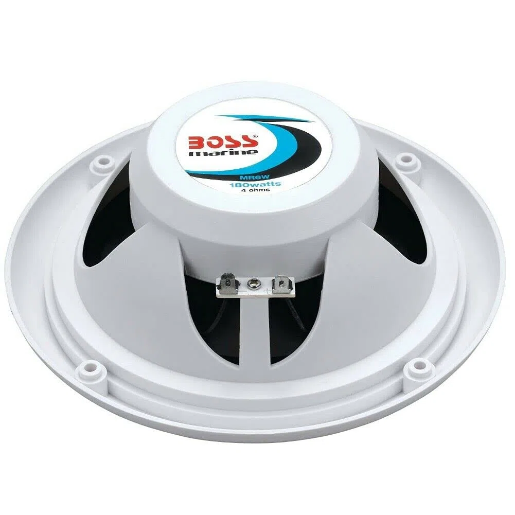 KIT-Set FÜR BOSS Audio Systems MR6W 2 Marine-Lautsprecher, 6,5 Zoll, 19,00 cm, 90 Watt RMS, 180 Watt Max, wasserdicht, weiß (Set 2), hochwertige Premium-Qualität für Boote + Aufkleber und Zubehör