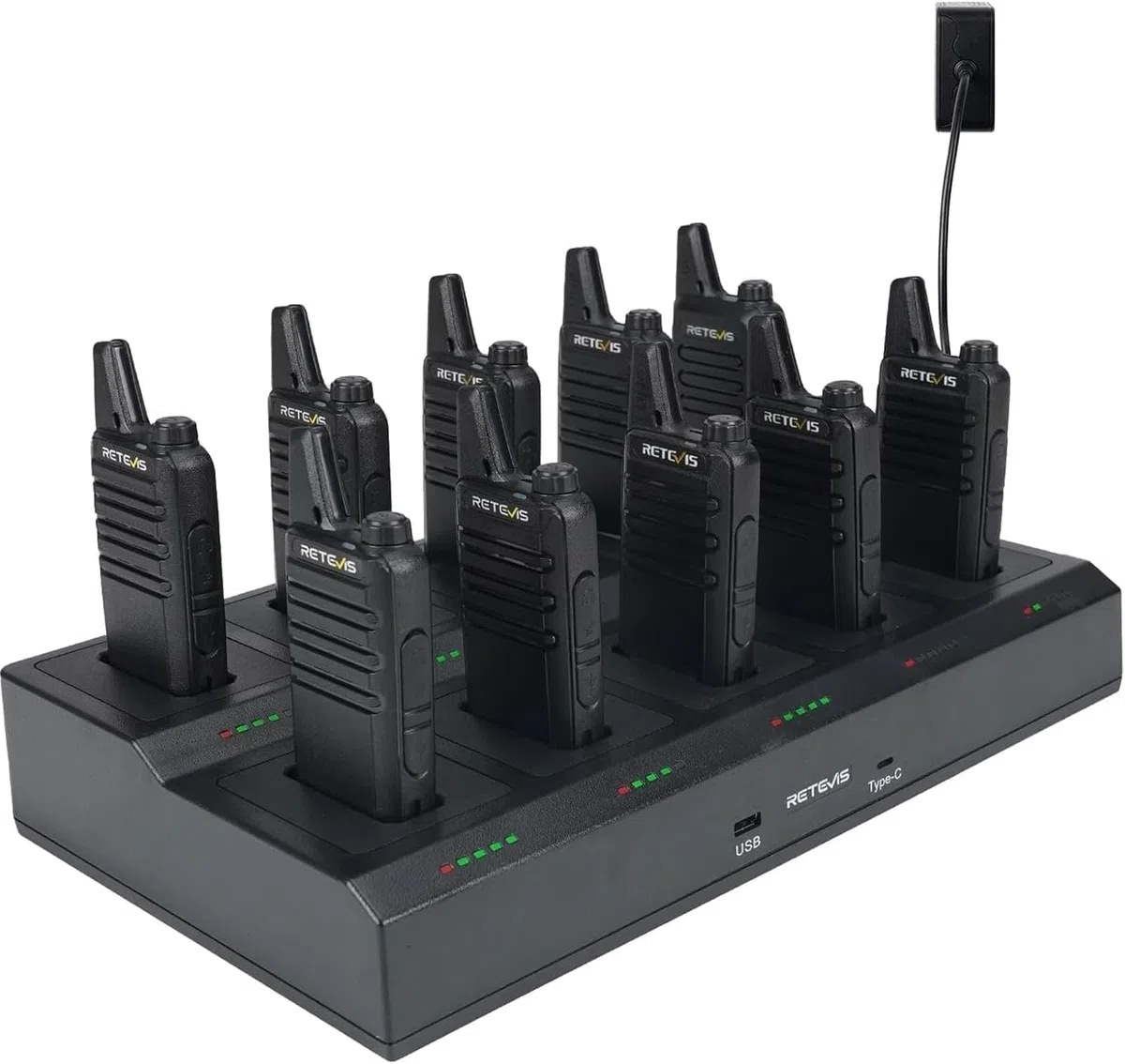 Retevis RT622 Walkie Talkie, Walkie Talkie mit 10-in-1 Ladegerät 10 Stück | Portable Kompakt Funkgeräte, 113g, 13,6 x 5,6 x 2,1 cm, Einfach zu Bedienen, Walkie Talkie 10er Set für Restaurant