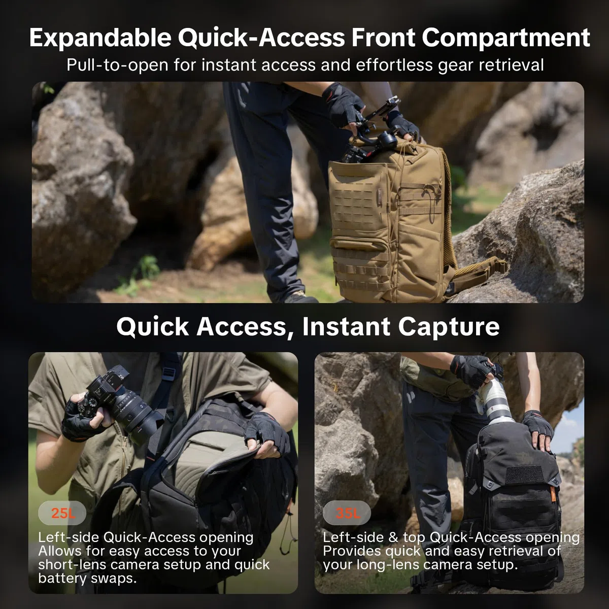 PGYTECH OneMo TAC Kamerarucksack 25L+ OneMo Kamera Hüftgurt