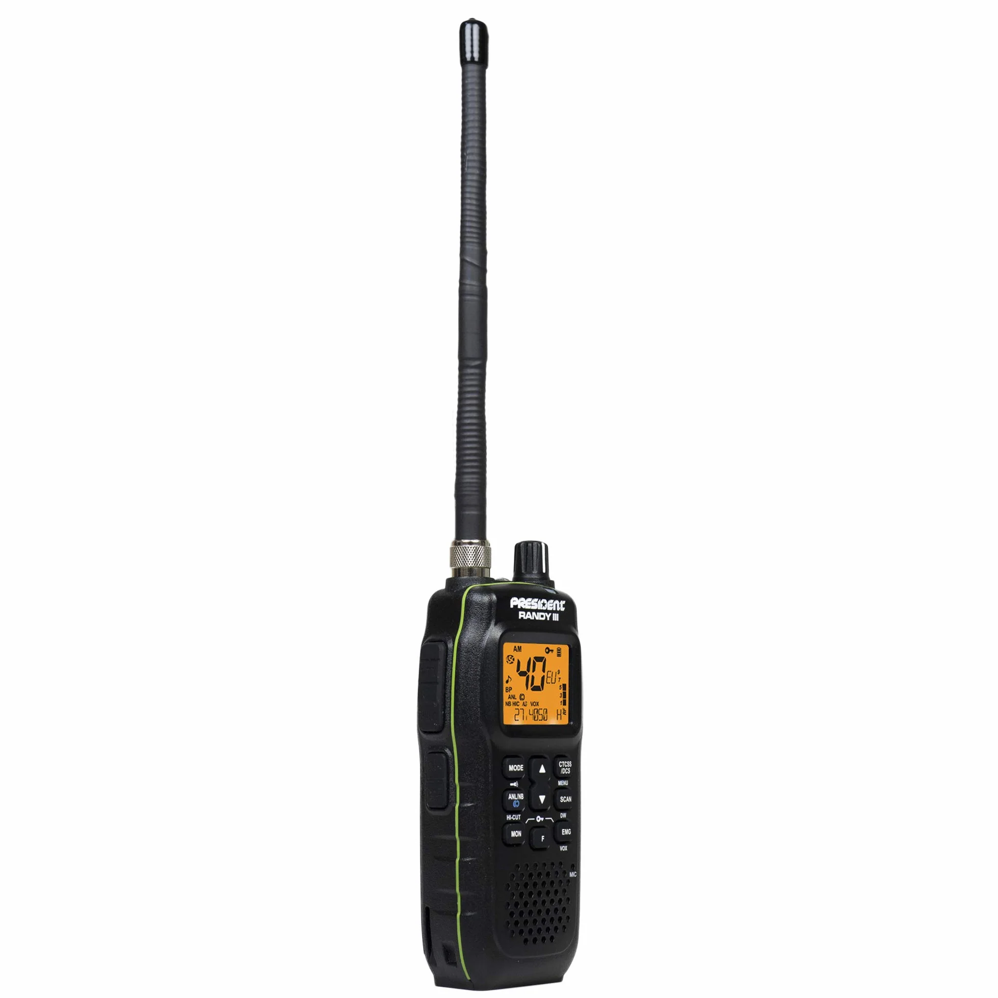 Tragbares CB-Radio President RANDY III AM / FM, Roger Beep, ASC, ANL, NB, HI-CUT, CTCSS / DCS, Batterie