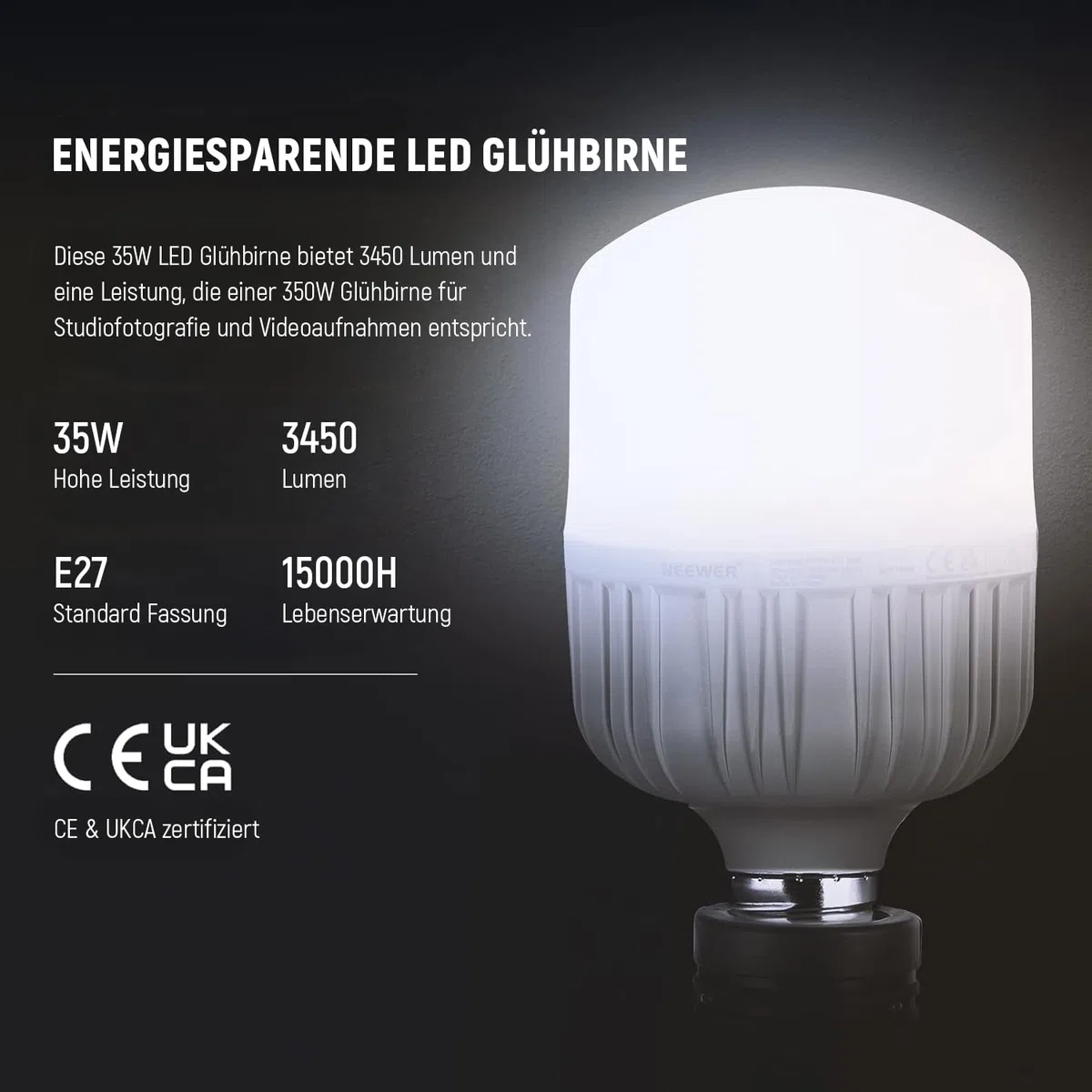 NEEWER Softbox Beleuchtungsset, äquivalent zu 700W, 2er Pack 5700K LEDGlühbirnen, 24 x 24Zoll Softboxen mit E27 Fassung, Fotografie Dauerlichtset, Fotostudio Ausrüstung