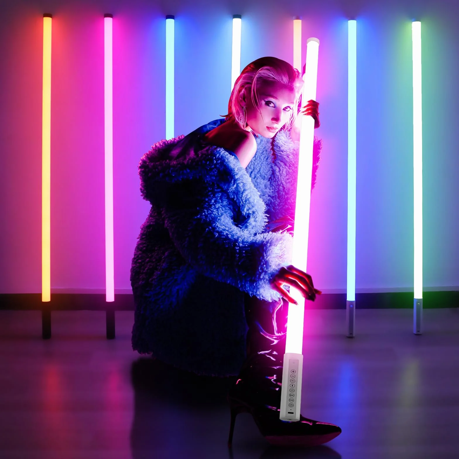 Tragbares RGB-Röhrenlicht mit Etui, 5000 mAh, batteriebetrieben, Neonlichter, Ständer für LED-Videostudio-Lichtstab, Fotografie, DJ-Tanz, Party, Bühne, Fotokabinen-Beleuchtung, 6 Stück