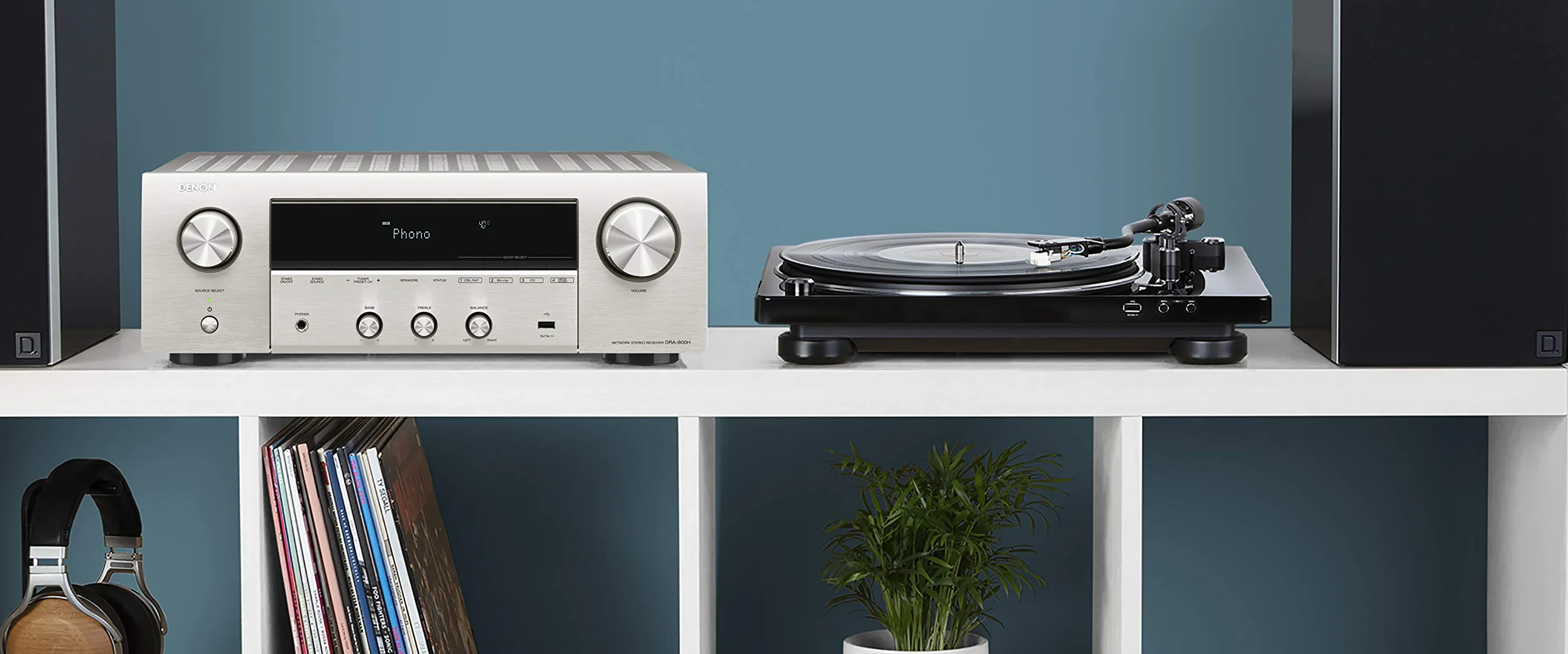 Denon DRA-800H Stereo Receiver & Verstärker, Alexa Kompatibel, 5 HDMI Eingänge, Phono-Eingang, Bluetooth & WLAN, DAB+ Radio, Musikstreaming, AirPlay 2, HEOS Multiroom