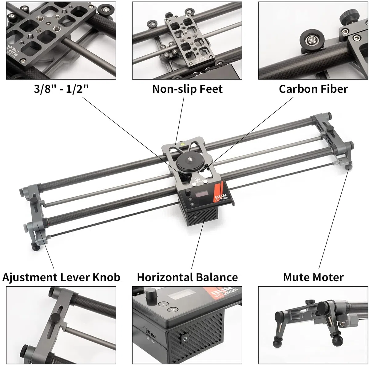 Kamera Slider 120CM Motorisiert - Kohlefaser Schieberegler für Video, Kompatibel mit Zhiyun Vollserie und DJI Ronin RS 2/RS 3 Pro Stabilisatoren
