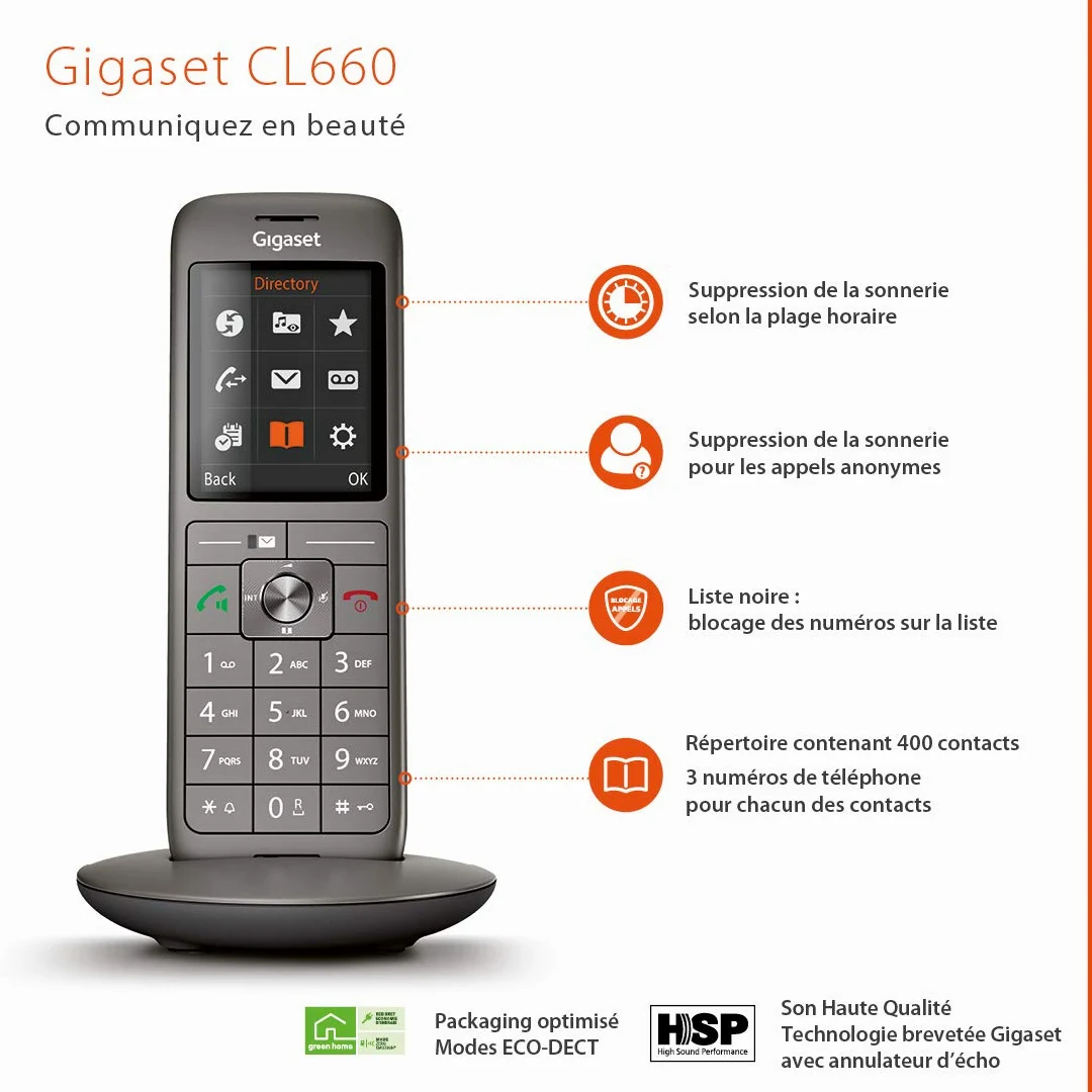 Gigaset Family – 2 schnurlose Telefone mit großem, farbigem Display und hoher Reichweite – anthrazit-grau