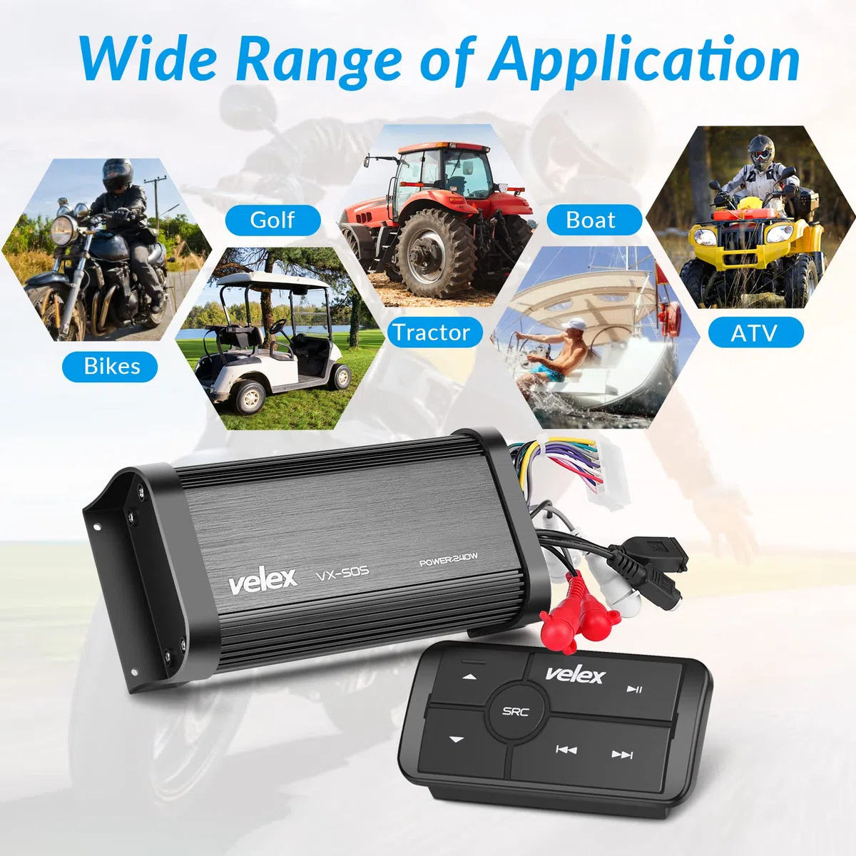 Marine Bluetooth Verstärker 4 Kanal Klasse D Amp Stereo auf Booten UTV ATV Golfwagen und Autos