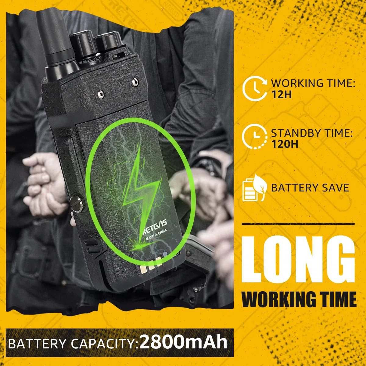 Retevis NR630 Funkgerät Große Reichweite, Walkie Talkie Erwachsene, Gruppenanrufe, Geräuschunterdrückung, IP67 Wasserdichtes, 2800mAh, Robust Funkgeräte mit Headset für Restaurant, Sicherheit(2 Stück)