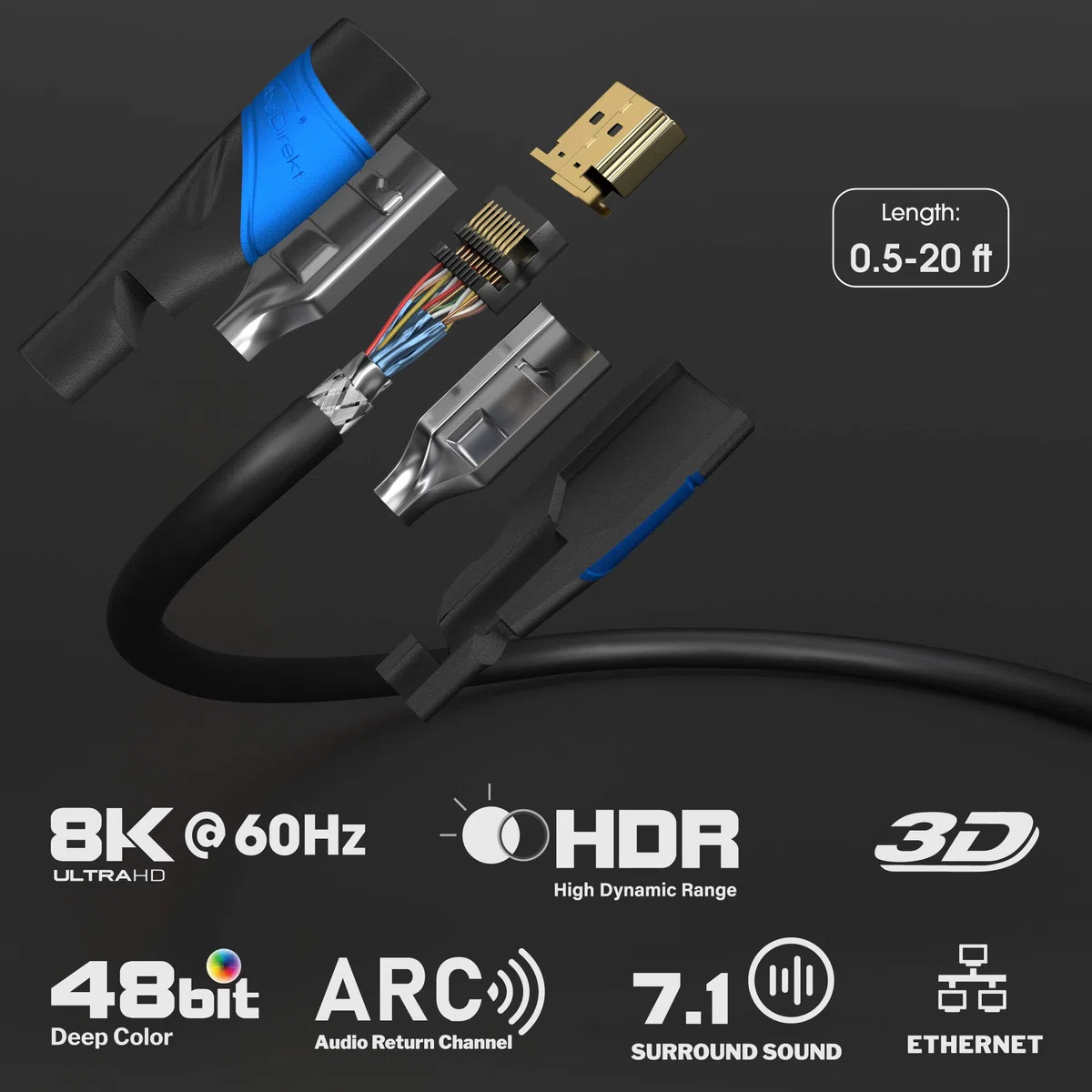 Panasonic DMR-UBS90EGK Ultra HD Blu-ray Recorder (2TB HDD, 4K Blu-ray Disc Wiedergabe, UHD TV Satellitenempfang, 3 x DVB-S/S2 HD Tuner) & KabelDirekt – 4K HDMI-Kabel – 5 m – 4K@60Hz (Schwarz/Blau)