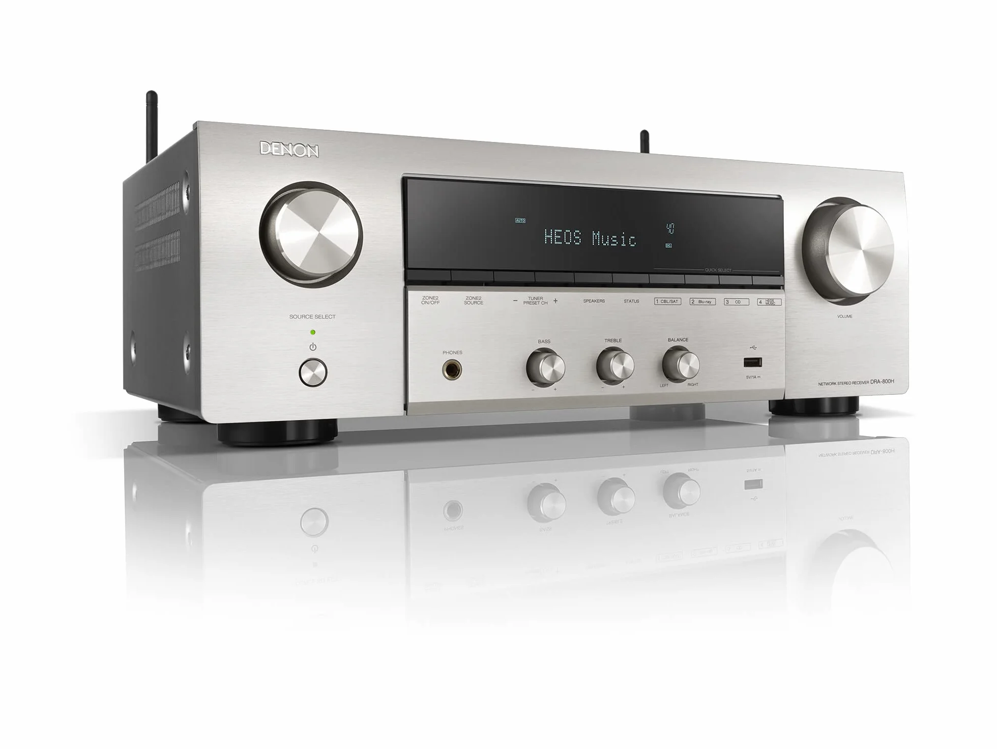 Denon DRA-800H Stereo Receiver & Verstärker, Alexa Kompatibel, 5 HDMI Eingänge, Phono-Eingang, Bluetooth & WLAN, DAB+ Radio, Musikstreaming, AirPlay 2, HEOS Multiroom