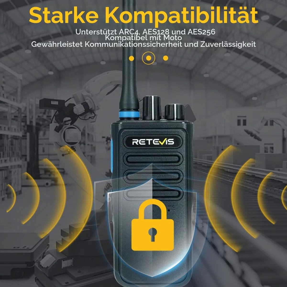 Retevis P1 DMR Profi Funkgerät, Digital Walkie Talkie Große Reichweite | Profi Digitalfunkgerät mit Relais & Aufnahme, Kompatibel mit MOTOTRBO AES-Verschlüsselung, für Herstellung, Schwarz, 2 Stück