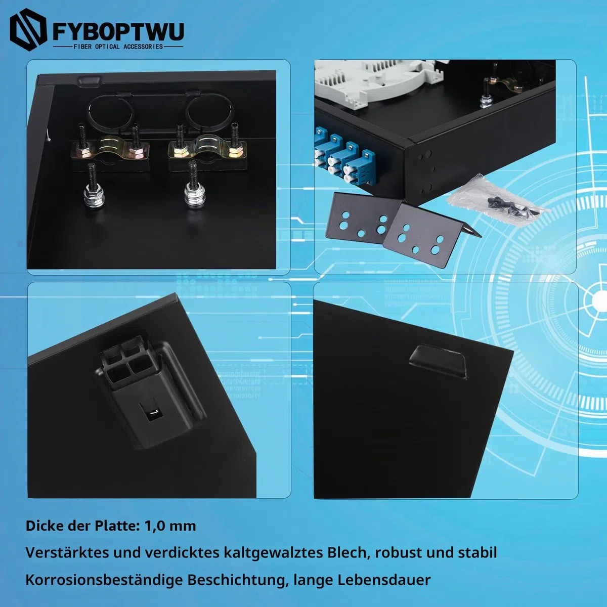 24 Duplex Singlemode 48 Port LC Rack Mount Gehäuse Box + Spleißschalen Glasfaserkabel Spule LC-UPC Kit (enthalten Pigtail & Kupplungen), 48 Core LGX Patch Panel Box passt für 19" Racks
