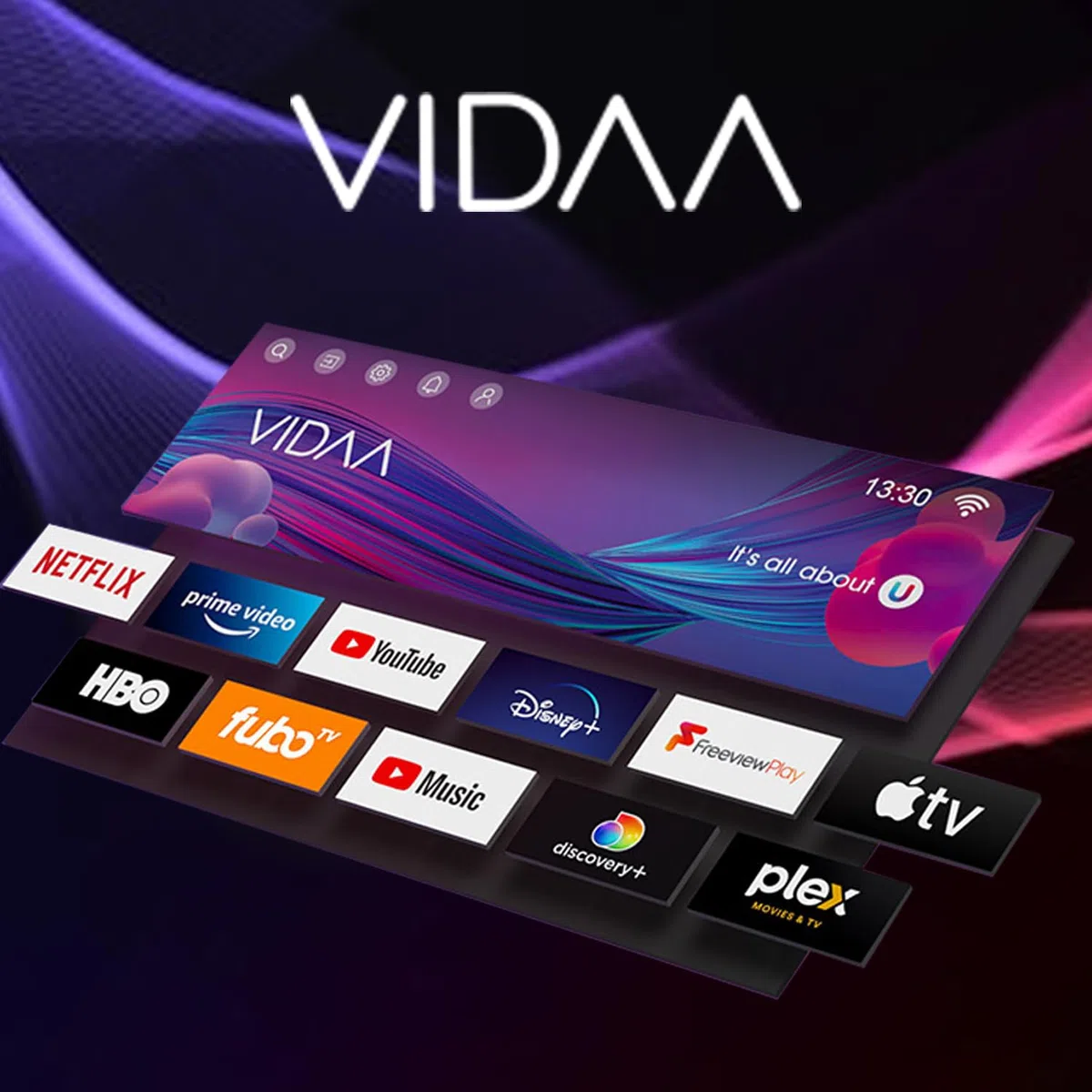 CRUA VIDAA Smart TV,24 Zoll (60 cm) TV,1366x768 HD TV,LED TV mit HDMI/USB/AV IN/Kompakt und Smart für Ihr Zuhause,Schwarz [Energieklasse E]