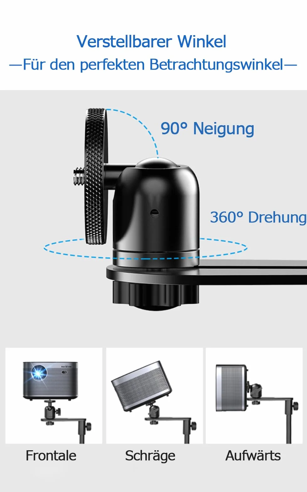 Beamer Halterung 360° Schwenkbarer Projektor Ständer Verstellbare Höhe L-Form Versteckter Bodenständer Kompatibel mit XGIMI, Nebula, VANKYO, Jinhoo, AuKing