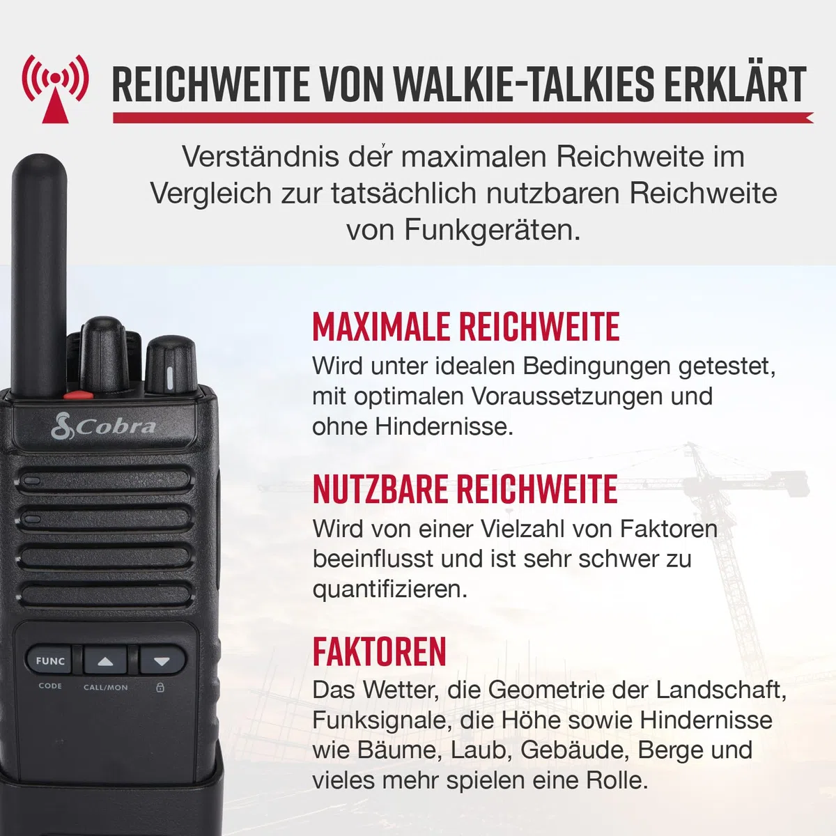 Cobra PX650 Professionelle Walkie-Talkies (6er-Pack) – Wiederaufladbare PMR446-Funkgeräte für Unternehmen, Reichweite von 27.000 m²/ 25 Etagen, staubgeschützt und spritzwassergeschützt (IP54)