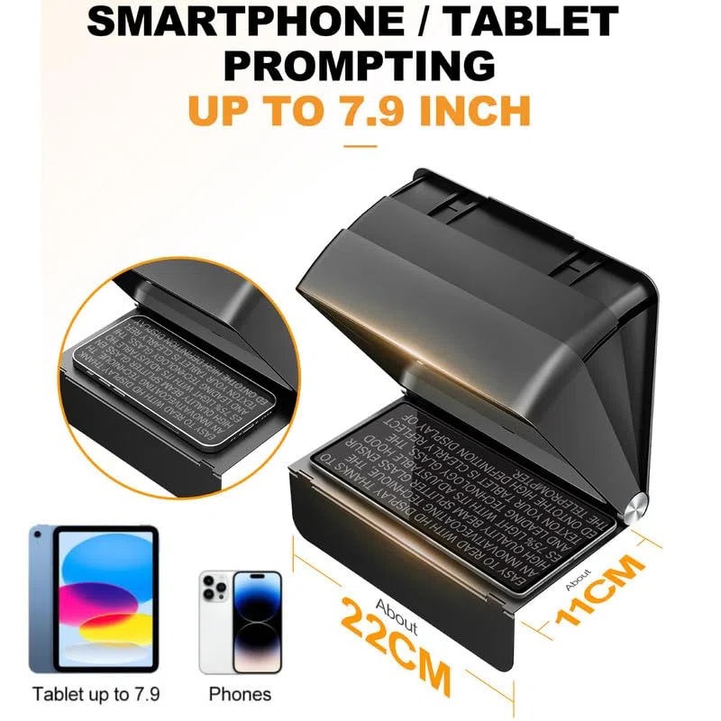 LENSGO TC7 II Faltbarer Teleprompter für Kamera/Smartphone – tragbar, Bluetooth-Fernbedienung, hochauflösendes Display, universelle Kompatibilität (Universalversion für Kameras)