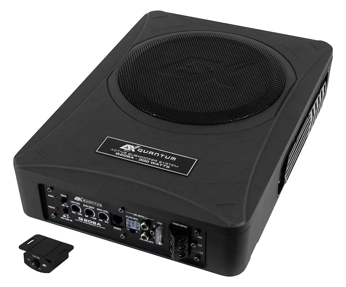 ESX Q208A - Aktiver 20 cm Untersitz-Subwoofer Bass inkl. eingebautem Verstärker