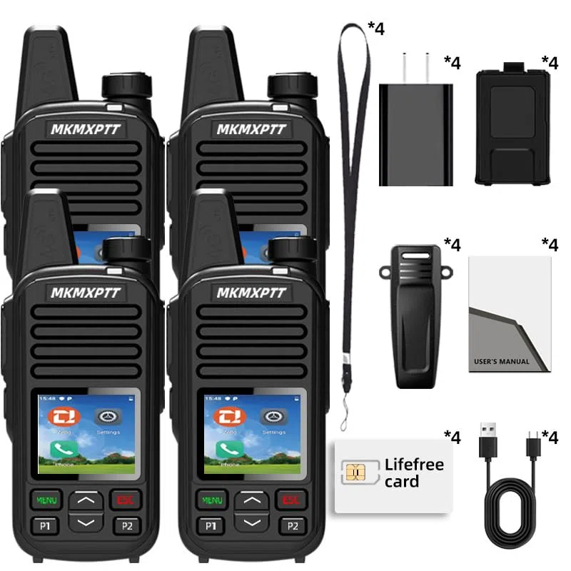 Global Lifetime Free Walkie Talkies MKMXPTT Globales 2G/4G Xin-POC Funkgerät, unbegrenzte Reichweite, Bluetooth, WLAN, SIM-Karte, 8000 km, für Polizei & Flotten, tragbares Verwaltungsplattform-Modul