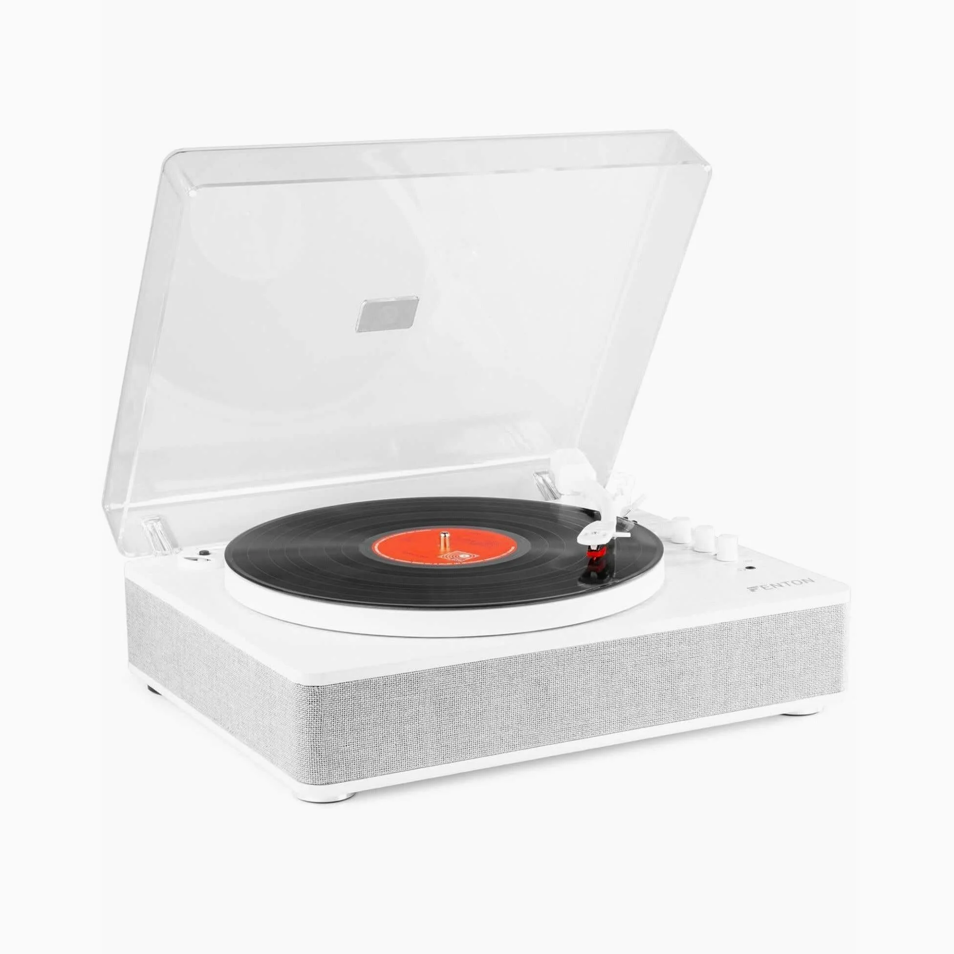 Fenton RP162W Schallplattenspieler Bluetooth Plattenspieler mit Lautsprecher, Pitch Control, MP3, RCA, Auto-Stopp, Turntable Vinyl Player, Gramophone, Record Player Weiß
