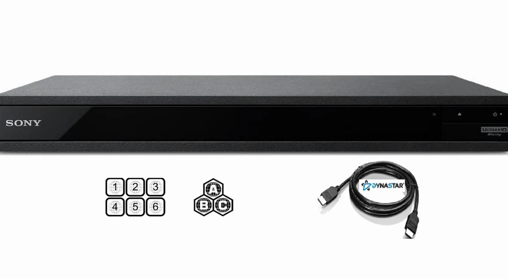 Region Free 4K UHD Blu-Ray Player Compatible with Sony UBP-X800M2 | Ultra HD 4K, 3D, WiFi, Dolby Vision, Bluetooth, Multi Region | Blu-Ray A, B, C | DVD Regions 0-8 | Dynastar 6FT HDMI Bundle