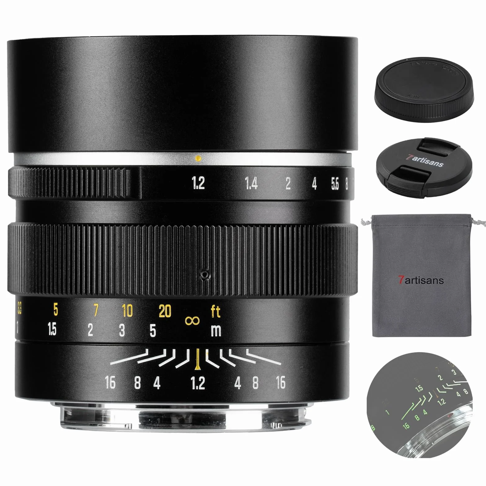 7Artisans 50mm F1.2 für M43-Mount Objektiv, APS-C manueller Fokus, kompatibel mit Olympus and Panasonic M4/3-Mount GH/G9/GX/GF/BGH-Serie