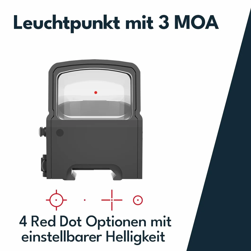 Victoptics RDSL36 Omega SRD 1x23x33 Four-Reticle Rotpunkt Visier für Sport, Airsoft und Jagd, Luftgewehr, Ziel-Visier, Reflex-Visier, Red-Dot zum zielen