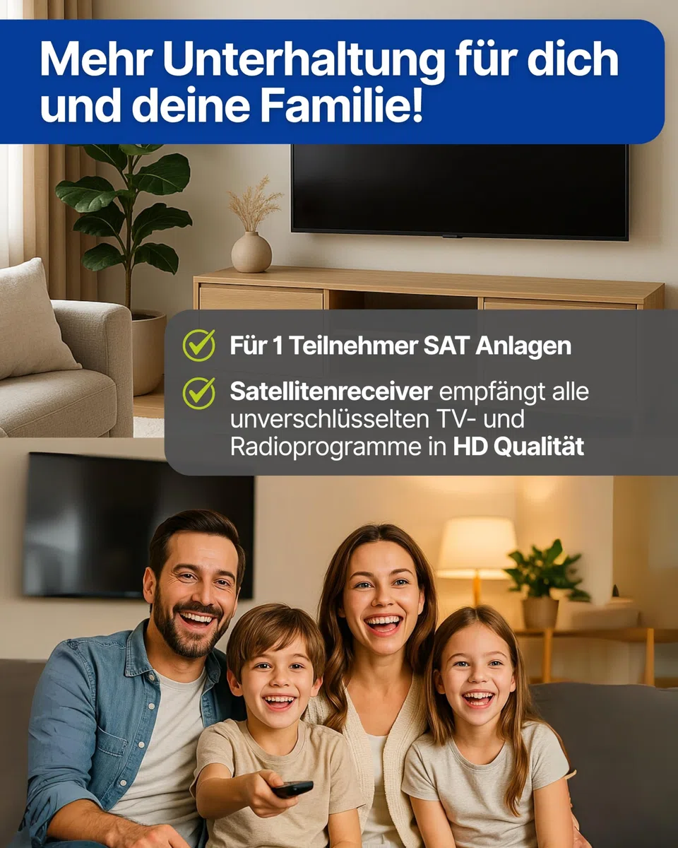 SCHWAIGER Satellitenschüssel Komplettset I Ø 60 cm Stahl Offset Antenne in Anthrazit I Inkl. sonnengeschütztes Single LNB 1-Fach I Digital HD Empfang I Integrierte Kabelführung & wetterfest