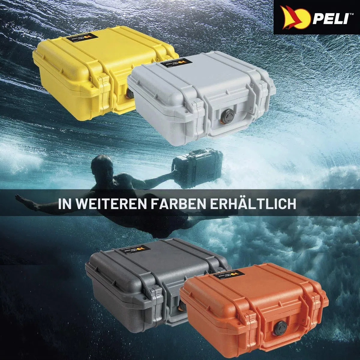 PELI 1200 Koffer für Profikameras, IP67 Wasserdicht, 4L Volumen, Mit Schaumstoffeinlage (Anpassbar), Schwarz