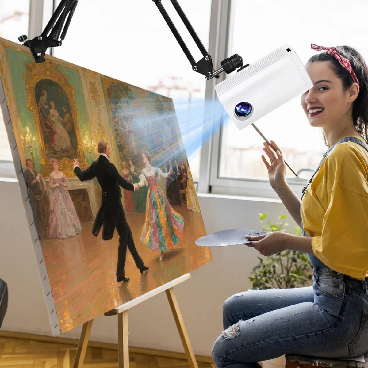 Kunstprojektorlampe, Kunstprojektorlampe zum Nachzeichnen, Smart Sketcher Projektor für Kinder und Erwachsene, Kabellose Bildschirmverbindung, Zeichentafel, DIY-Skizzenmaltisch,