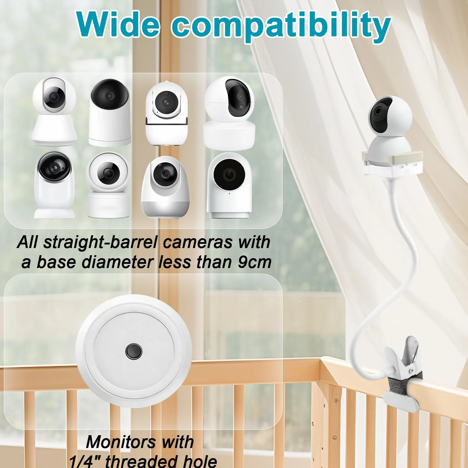 Kamera Halterung 40 cm Lang Kompatible mit HelloBaby Kamera Holder Kompatible mit GHB Flexible Monitor Halterung Kompatibel für Philips Avent Klemmerhalter Ständer Handyhalter