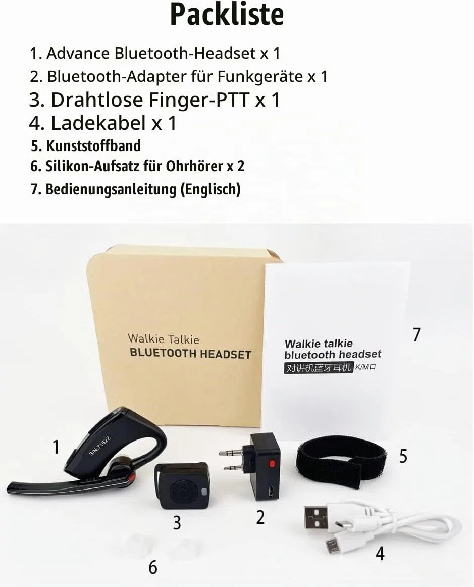 radtel Radio Bluetooth Kopfhörer mit Noise Cancelling Mikrofon, kompatibel RT-470X RT-490 RT-890 RT-470 RT-590 und weiteren 2-poligen K Anschlüssen. (Aktualisierte Version) (Standard)