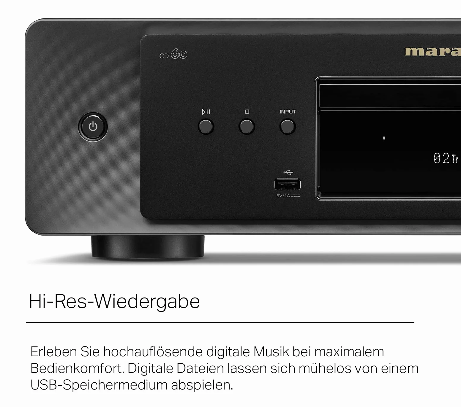 Marantz CD60 HiFi CD Player, CD Spieler mit Hi-Res Audio, Digital/Analog-Wandler, Marantz HDAM Schaltung, Kopfhörer-Verstärker