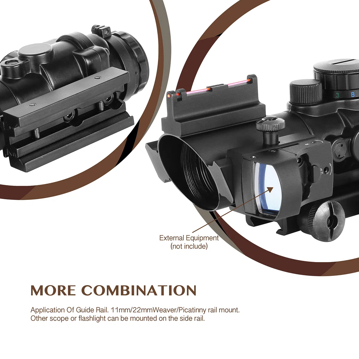 AOMEKIE Zielfernrohr 4x32mm mit Fiberoptic und 11mm/22mm Schiene Airsoft Red Dot Visier Sight Leuchtpunktvisier Rotpunktvisier für Jagd Softair und Armbrust