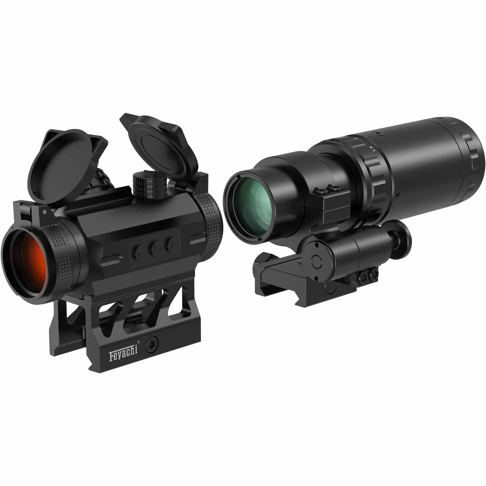 Feyachi V30 2MOA Red Dot Visier mit M37 1,5X - 5X Red Dot Lupe, Absolute Co-Witness