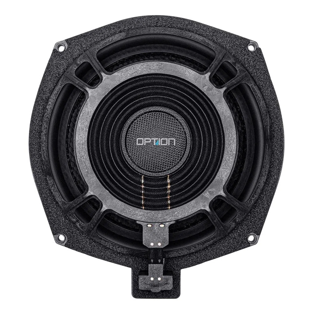Option BM-200 kompatibel mit BMW Modellen (E-Reihe, F-Reihe, G-Reihe) - 20cm Plug & Play Untersitz Subwoofer - 120 Watt RMS, 2 Ohm