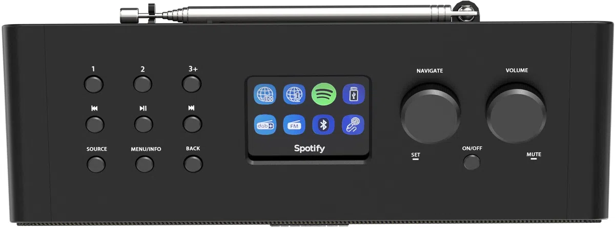 Kenwood CR-ST90S - Smart-Radio mit Li-Ionen Akku, 2,4" Farbdisplay, WiFi Internetradio, DAB+, UKW, Spotify, Bluetooth, 10 W RMS Stereo, USB, AUX-In, USB-C, Bassreflex, OKTIV App, Schwarz