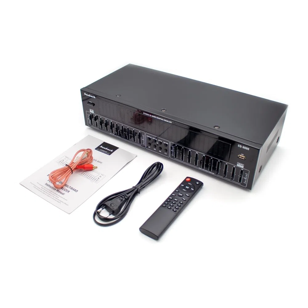 Professioneller EQ8000 Audioprozessor EQ Equalizer, Bluetooth 5.4, Optischer/Koaxialer Decoder, USB-Hi-Fi-Vorverstärker mit Fernbedienung