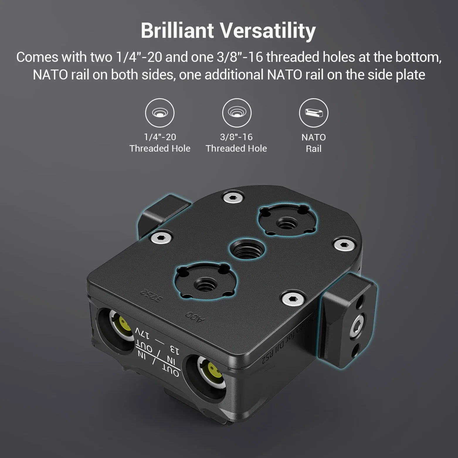 SMALLRIG RS 5/RS3 Pro / RS2 / RS 4 Pro Netzteil Grundplatte für DJI RS 3 Pro, RS 4 Pro und RS 2 Gimbal, Externe Power Solution - 3252