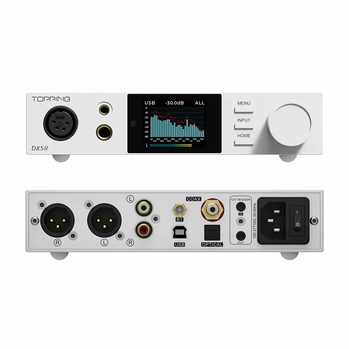TOPPING DX5 II Vollständig balancierter DAC-Kopfhörerverstärker, 7600mW Kopfhörerverstärker, Doppel ES9039Q2M Chips DAC Verstärker Kombination, 6,35 mm/4,4 mm/4 polig XLR Ohrhörerverstärker, Silber