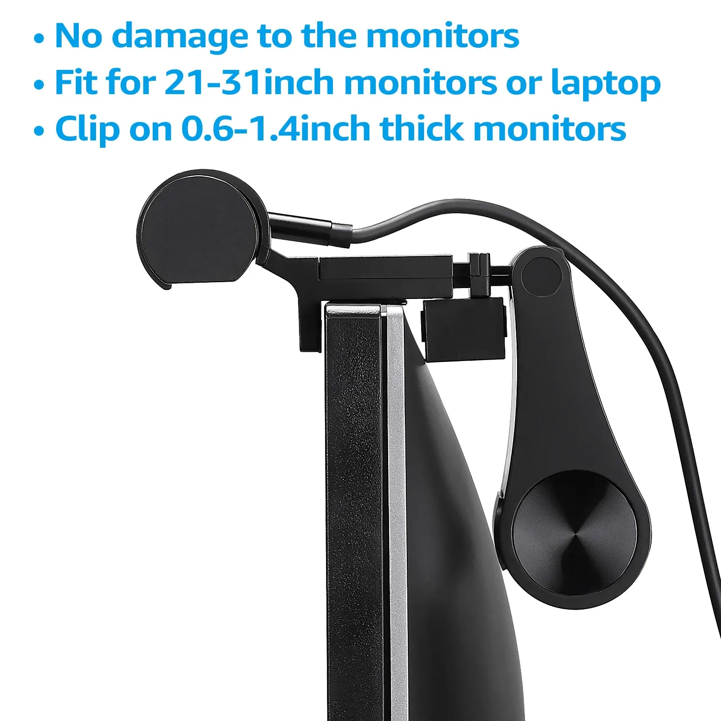 TORCHSTAR Computer Monitor Licht, E-Reader LED Lampe, CRI97, Auto-Dimmen und Hue Adjustment, Matt Schwarz USB C Powered Lampe für Home Office Touch Switch