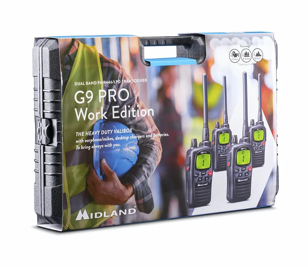 Midland G9 Pro 4er Kofferset C1385.05 PMR-Funkgerät, schwarz