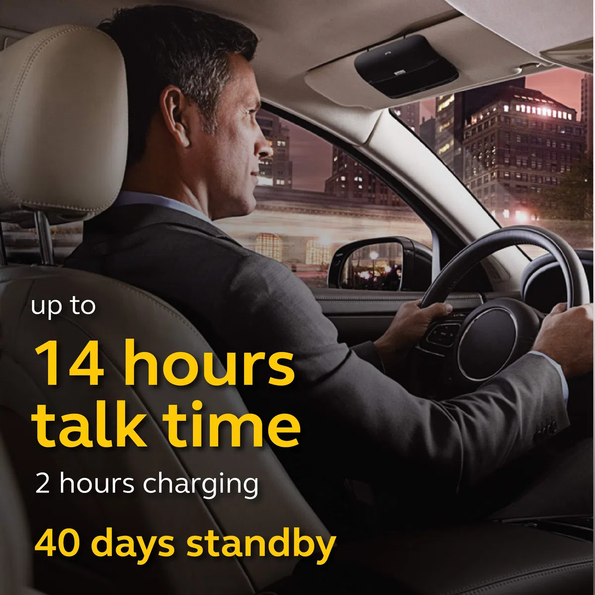 Jabra Freeway Bluetooth-Freisprecheinrichtung für Fahrzeuge – Geräuschunterdrückendes, sprachgesteuertes Mikrofon und Lautsprecher für Anrufe, Musik-Streaming und GPS – Schwarz
