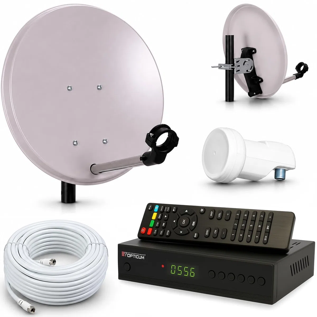 Camping SAT Anlage mit HD Receiver - 40cm SAT-Spiegel inkl. Single LNB, 10m Koaxialkabel - Mobile Satellitenanlage für Camping, Wohnmobil & Caravan - Full HD Sat Schüssel für unterwegs