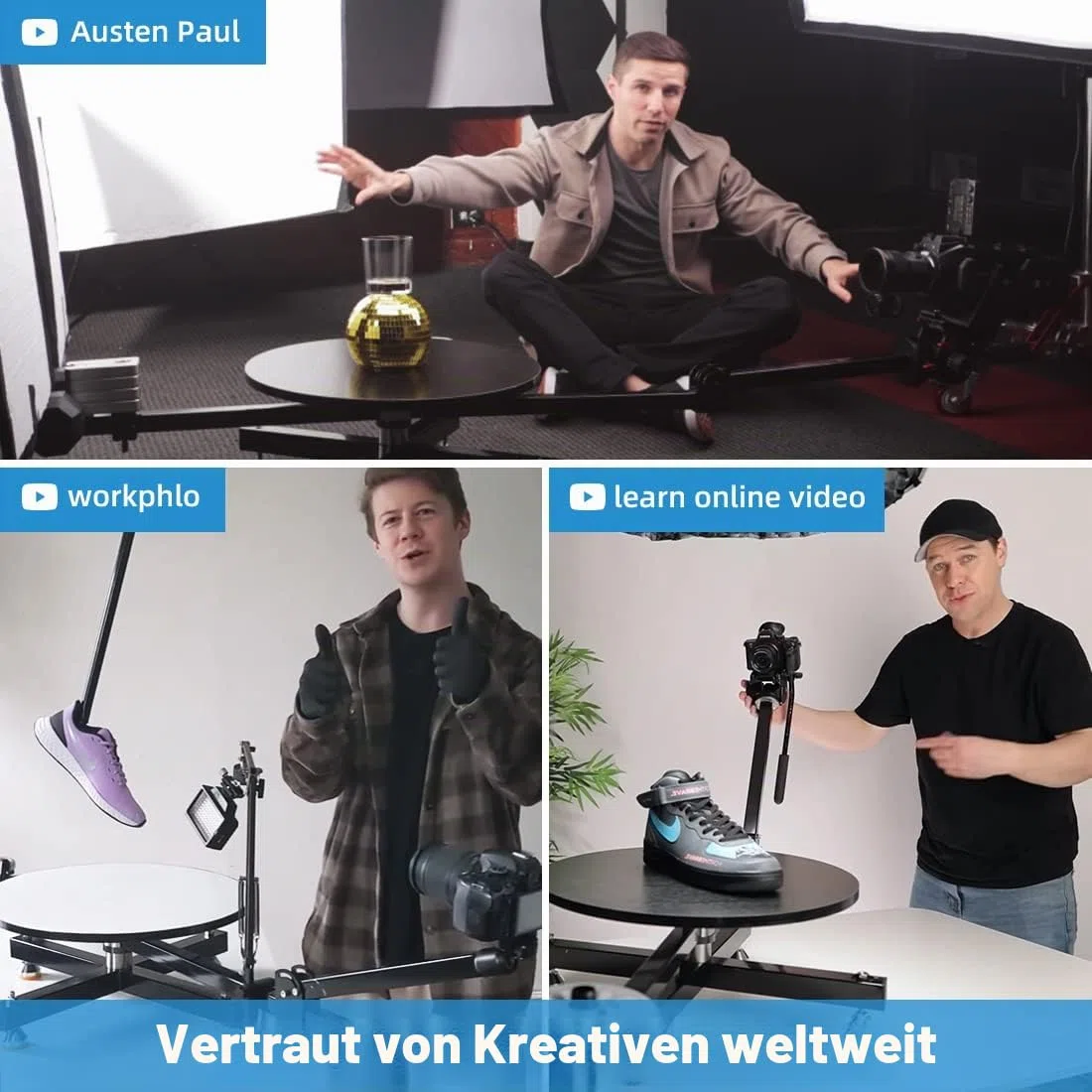 RAUBAY 360 Degree Spinner (Standard Version), 360-Grad-Drehteller, professioneller Drehteller für Fotografie, drehbarer Kameraschieber, Foto-Videokabine, drehbare Tischplattform für kmmerzielles Video